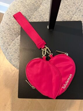 lululemon athletica Hot Pink Heart Wristlet Pouch